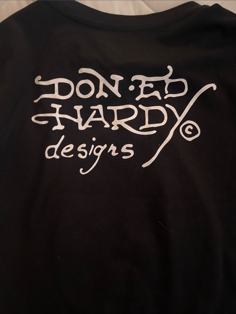 Ed Hardy Black Tee with Rose, Dagger and Banner Graphic - Picture 5 of 5